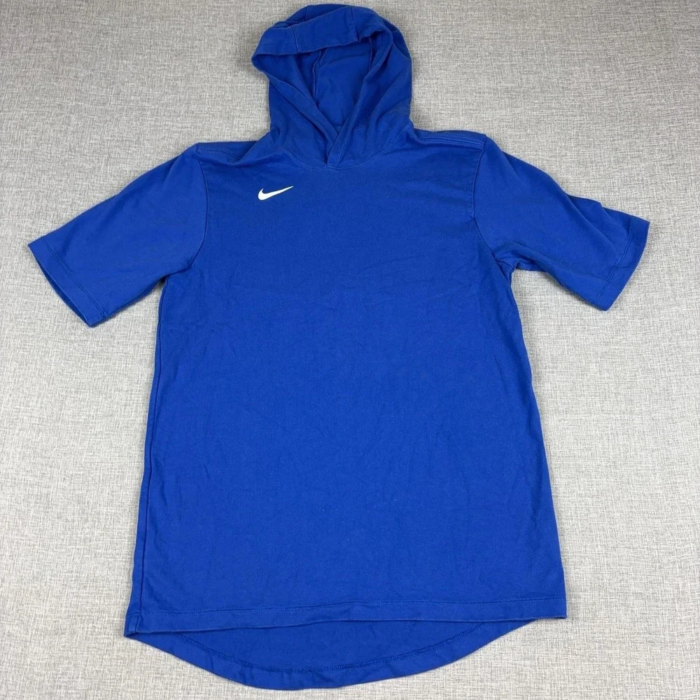 Nike Shirt Mens Medium Blue Short Sleeve Hooded The Nike Player Tee AJ6714-493